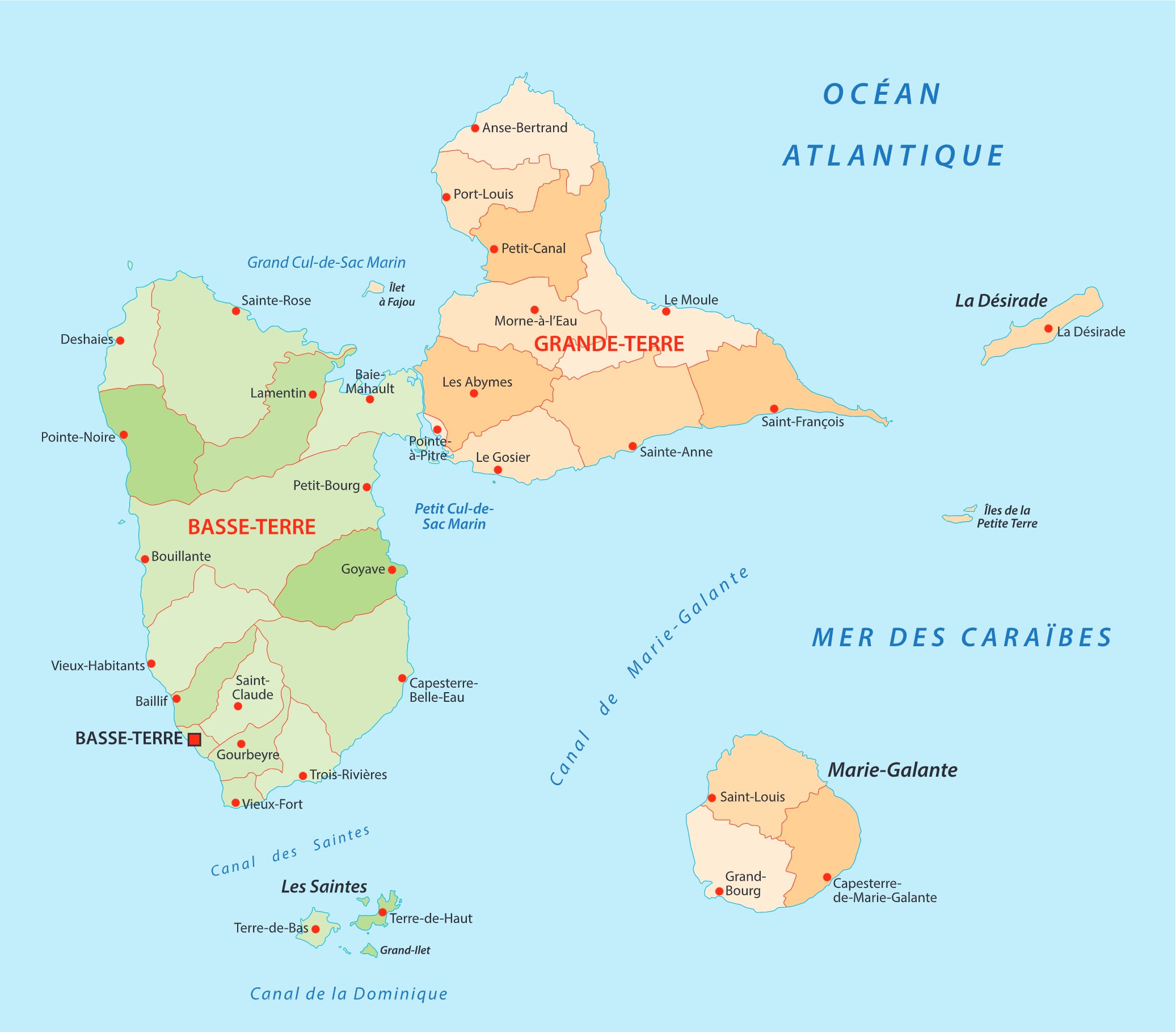 location voiture Guadeloupe aeroport carte