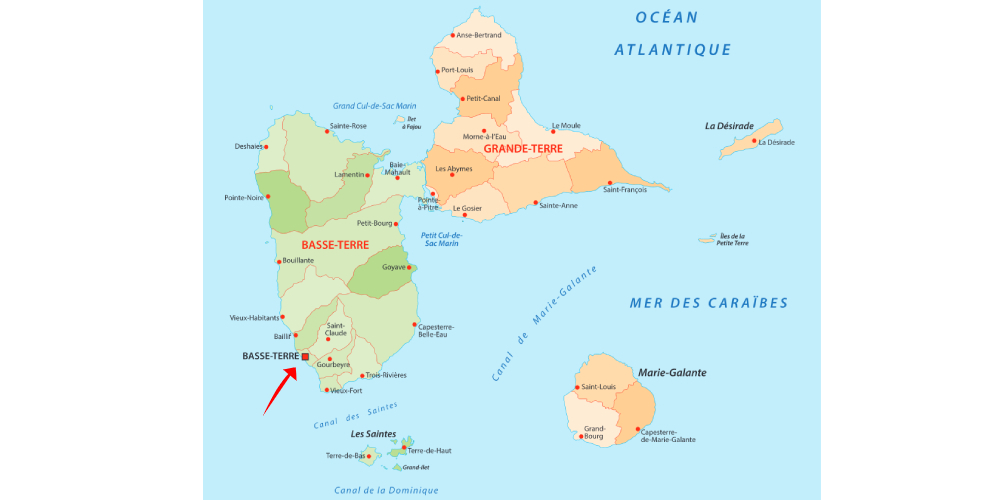 location voiture Basse Terre Guadeloupe localisation
