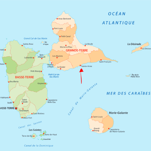 location voiture Guadeloupe Sainte-Anne localisation